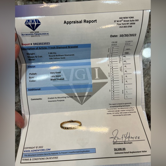 7.0 ctw VS Certified Black Diamond Bracelet 10k Yellow Gold - Picture 5 of 5